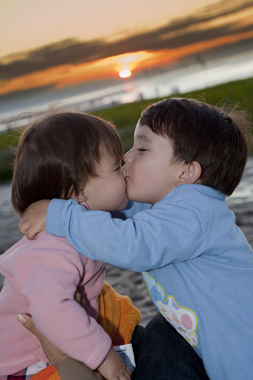 Kids kissing